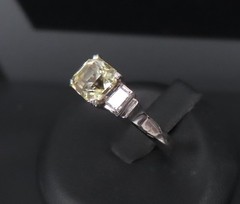 1.87ct GIA Ceylon No Heat Yellow Sapphire 0.45ct Diamond Platinum Ring Size 5.75