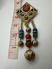 ‘80 Vintage Rhombus Shape Faux Stones Dangling Brooch. See pics.