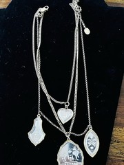 Juicy Couture Triple Chain Gold Tone Necklace Mirrored Charms 18”