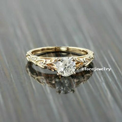 1.5Ct Round Lab-Created Diamond Solitaire Engagement Ring 14K Yellow Gold Plated