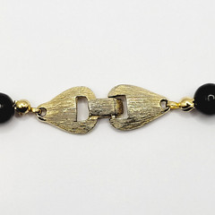 Asian Chinese Inspired Red Carved Cinnabar Black Onyx Bead Beaded Necklace 33 In