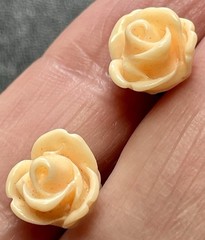 Vintage Orange Rose Flower Plastic Retro Stud Earrings