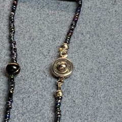 Seed Bead Necklace 56 In Gold Dark Blue Purple Green Iridescent Snap Closure
