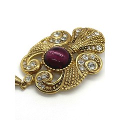 JEFF LIEB Faux Amethyst Dangle Brooch