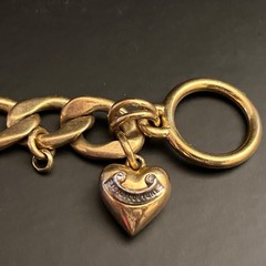 Vintage Juicy Couture Heart Charm Gold tone Link Bracelet 7″