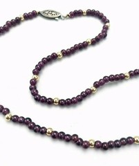 Vintage Purple Amethyst 18kt Gold Beaded Strand Necklace Sterling Silver Clasp