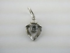 Vintage Opalite Brand Sterling Silver Paste Glass Gem Heart Pendant 1.2g .75 In