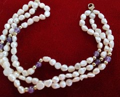 5pc Necklace Lot Enamel Acrylic Metal Rice Pearls Multi Strand Pastel Art Beads