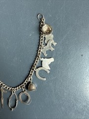 Vintage Silver Toned Western Theme Charm Bracelet 6.5 Inches