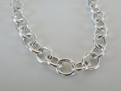 Italian Sterling Silver 925 Rolo Link Charm Chain Bracelet 7.5″