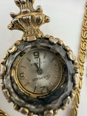Unsigned Goldette Watch Pendant Necklace