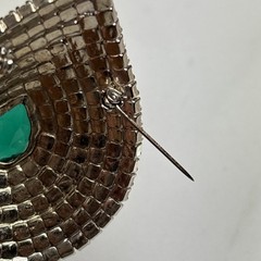 Vintage Signed “Celebrity NY” Crystal Clear and Green Rhinestone Teardrop Brooch