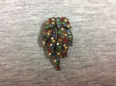 Vintage Art Deco Style Multicolored Rhinestone Hinged Scarf Dress Clip
