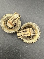 Vintage Judy Lee Clip On Earrings Fruit Salad Rhinestone Gold Tone