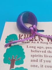 Vintage Knock Wood Good Luck Necklace Or Ring On Card Size Medium Natural Magic