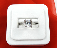 Vintage Solid 14K White Gold Ring CZ Cluster Engagement Cocktail Fine Jewelry