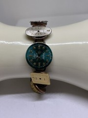 bracelet antique handmade 7″ long watch faces copper hardware ooak
