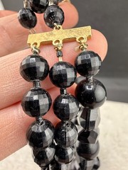 Vintage Black Glass Beaded Layered Necklace 24”