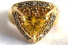 Beautiful 10K Solid Gold, Citrine, Diamonds and Yellow Topaz Ring Size 6