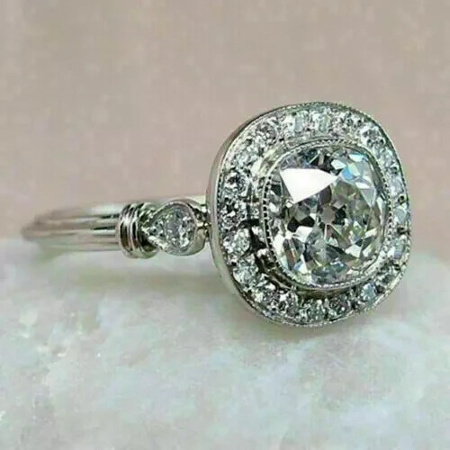 2.90Ct Art Deco Style Lab Created Diamond Wedding Ring 14k White Gold Finish