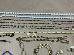 Nice Lot of Antique Jewelry – Glass Beads, Rhinestones, Hand Carved