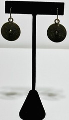 Antique Gold Tone Circle Dangle Earrings With Rhinestones 1.25in.