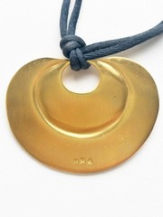 Vintage Museum of Modern Art Gold-Tone Pendant on Black Satin Cord Necklace