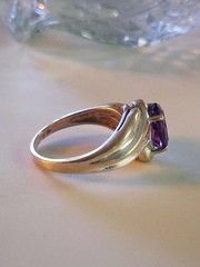 Vintage Oval Cut Amethyst Cocktail Band Ring Size 7 Sterling Silver