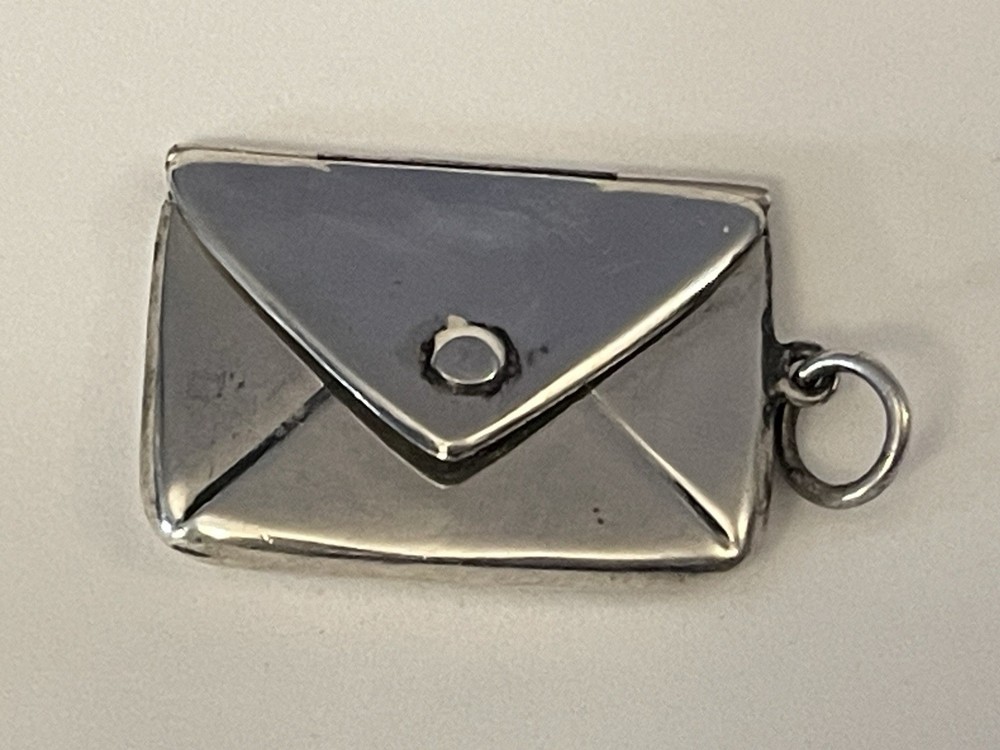 Vintage Sterling Silver Envelope Locket Pendant 1 1/4″ x 7/8″ Chatelaine 6g🌺🌺