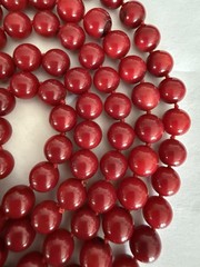 Vintage Precious Natural Red Coral 6mm Beads 50” Long Necklace Knotted Between