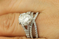14k White Gold Plated Silver 2Ct Round Cut Moissnite Wedding Bridal Ring Set
