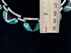 Vintage Taxco TS-108 925 Silver Malachite Onyx Necklace Bracelet Earrings