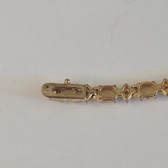 18kt Gold Over Sterling Silver Diamonds & Created Fire Opal Tennis Bracelet 7.5