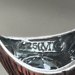 Vintage Sterling Silver 925 Sky Blue Topaz Textured Halo Domed Ring Signed (M)