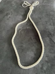 Vintage Faux Pearl Lariat Necklace Knotted Tassel Rope Style Costume Jewelry