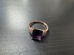 585 14K RG Stamped Rose Gold Indigo Crystal Floral Gem Size 7 Ring