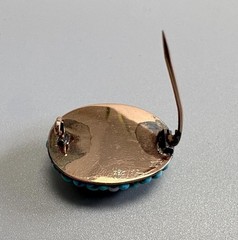 Antique Genuine Turquoise Pearl Ruby Gold or Filled Vintage Dome Oval Brooch Pin