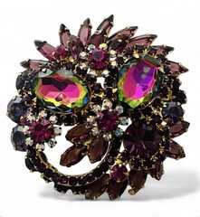 Vintage Verified D&E Juliana Pink Watermelon Vitrail Glass Rhinestone Brooch