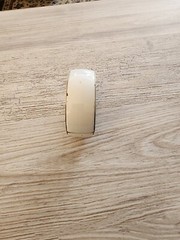Rare Vintage Goldtone Metal White Enamel Security Chain Clip On Bangle Bracelet