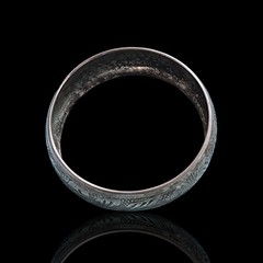 Vintage Silver Plate Etched Wide Domed Clamp Bangle Bracelet 7.5in