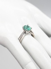 Estate $4000 1.50ct AAA+++ Natural Emerald VS G Diamond Platinum Wedding Ring 5g