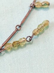 Vintage Sterling Silver 925 Green Glass Dangle Charm Bar Link Necklace 17″