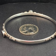 Taxco Mexico Sterling Silver Onyx Bangle Bracelet B91