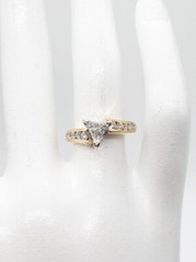 Designer $5000 1.50ct Trillion Cut Diamond 18k Yellow Gold Wedding Ring