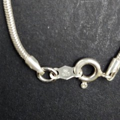 Cape Cod Style Necklace .925 Sterling Tube & Ball On A 18in Snake Chain Vintage