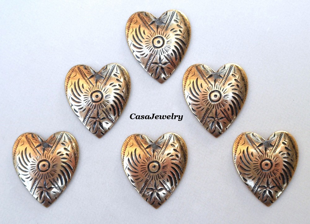 #3517 ANTIQUED GOLD SMALL PENDANT/ER HEART SHAPE W/TOP HANG HOLE – 12 Pcs