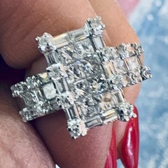 VINTAGE 18K WHITE GOLD 3 CT NATURAL DIAMOND RING!