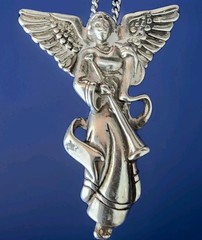 VINTAGE 925 STERLING SILV ANGEL(Gabriel) Pin/Brooch/Pendant, & Chain (NECKLACE)