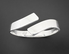 56g Hinged Modernist Heavy Vtg 950 Sterling Silver Curve Bar Chunky Bracelet