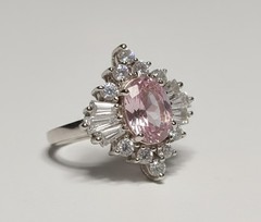 Vintage Sterling Silver 925 Signed STS Pink Topaz And Cz Ring Size 7